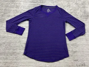 Made for Life Sweater Womens Small Purple Gray Striped Lightweight Cotton Blend - Picture 1 of 11
