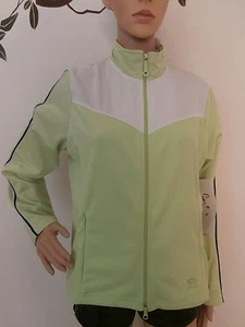 NEW Women's OLEG CASSINI SPORT Lime Green/ white Zip Athletic Fitness Jacket L - Picture 1 of 12
