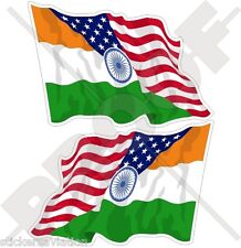 USA United States America-INDIA American & Indian Flying Flag 75mm Stickers x2