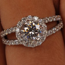 2.60 Carat D Color Round Shape Solitaire Wedding Ring Im 14KT Solid White Gold 