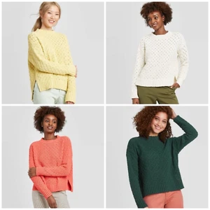Women's Crewneck Textured Pullover Sweater - A New Day-Various Colors and Sizes - Picture 1 of 15