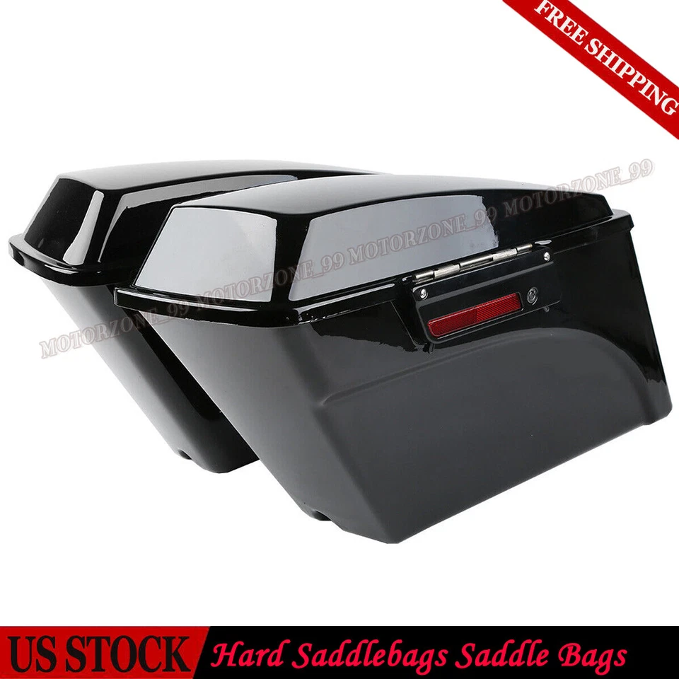 Vivid Black Hard Saddlebag W/ Latches For 93-13 Harley Davidson Touring Models Foto 1 de 4