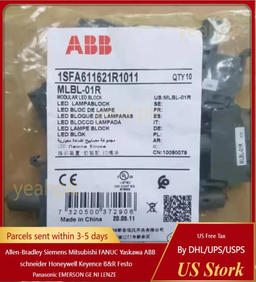 1pcs ABB push button switch lampholder MLBL-01R 24VAC/DC US Free TAX - Image 1 of 1