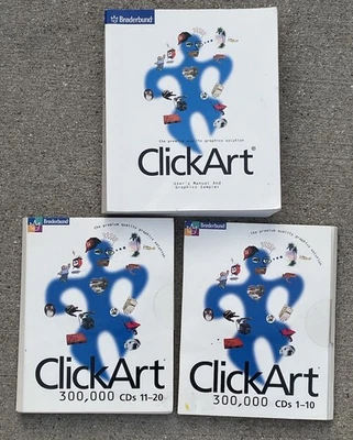 Clickart Lot 300,000 Premiere Image Pak 20 CD Set Software + Book by Broderbund - Image 1 of 4