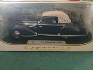 Signature Models 1:18 Scale 1947 Delahaye 135M. Dark Blue with Cream Hood. Mint - Picture 1 of 8