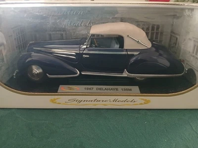 Signature Models 1:18 Scale 1947 Delahaye 135M. Dark Blue with Cream Hood. Mint - Image 1 of 4