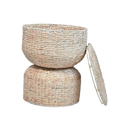  SAT1000C Bhola 18 дюймов песочные часы ручной работы гиацинт для хранения акцент белая стирка - Изображение 1 из 4