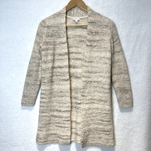 J. Jill Pure Jill Open Longline Cardigan Sweater Cream Gray Mauve Wool Blend Sm - Picture 1 of 20