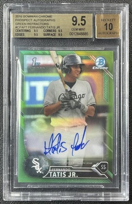 Fernando Tatis Jr. BGS 9.5 2016 BOWMAN CROMO 1ª RC refractor verde automático 2/99 Foto 1 de 2