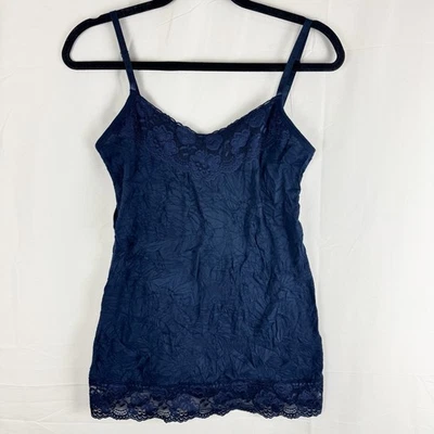 Regata Dressbarn Feminina Tamanho L Y2K Acabamento de Renda Azul 90S Fairycore Crinkle - Imagem 1 de 4