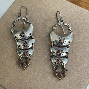 Kenneth Jay Lane Earrings Signed 925wj And Copper - Picture 1 of 10