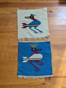 Juego de 2 manteles o colgantes de pared tejidos vintage Southwestern Bird de 14 pulgadas  - Imagen 1 de 9
