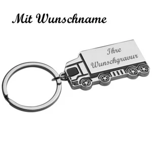 Metall-Schlüsselanhänger "LKW" mit Namensgravur - aus hochglänzendem Metall - Bild 1 von 2