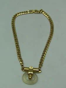 Collar Gargantilla Colgante Lucita Vintage Valentino Garavani Tono Dorado - Imagen 1 de 5