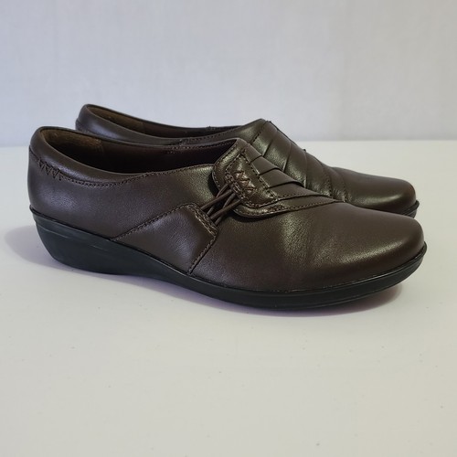 Mocassini Clarks Everlay Iris da donna taglia 7 scarpe in pelle marrone