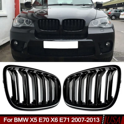 Parrilla de parachoques delantero para BMW X5 E70 X6 E71 2007-2013 negro brillante Foto 1 de 4
