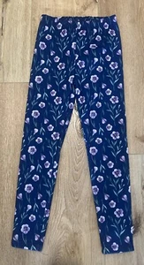 NWT Millie Loves Lily Heavier Weight Leggings Dk Navy Purple Flowers Size 8 - Picture 1 of 5