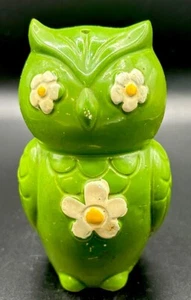 Green Owl Porcelain Salt Shaker Japan with White Flowers - Picture 1 of 12
