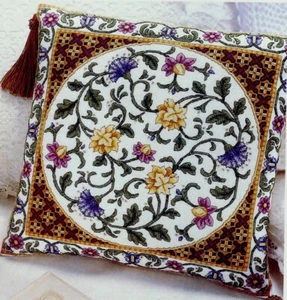 PERSIAN FLORAL PILLOW CROSS STITCH PATTERN - TERESA WENTZLER - Picture 1 of 1