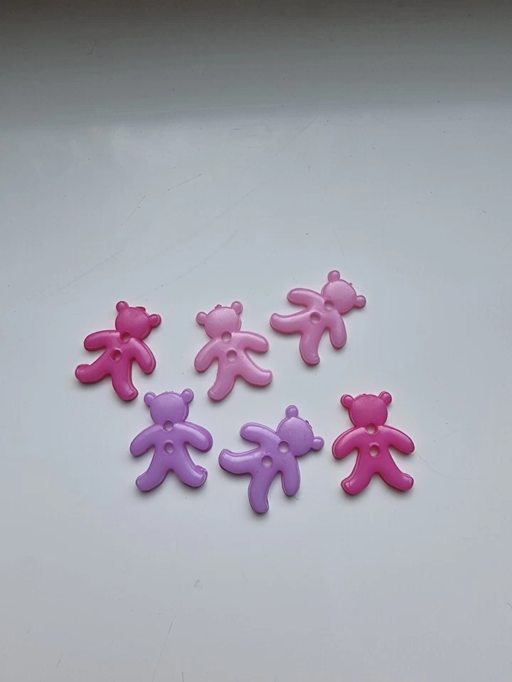 Teddy Bear Buttons for Crafts, Knitting, Sewing, Baby - pink/purple - Image 1 of 1
