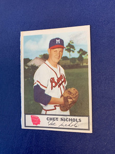 1955 Johnston Cookies #17 Chet Nichols - Milwaukee Braves - Rare Hand Cut Card