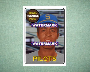 Miguel Fuentes Seattle Pilots 1969 Style Custom Baseball Art Card - Picture 1 of 2
