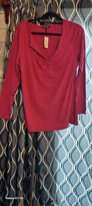 Daisy Fuentes Long Sleeve T-Shirt Berry Red Size XL MSRP $30 New W/Tags - Picture 1 of 3