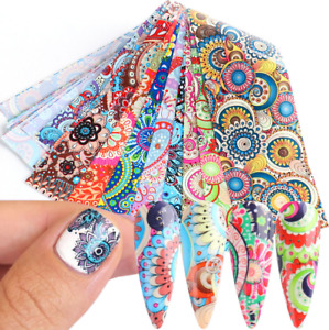 10pcs Nail Foils Transfer Stickers Decals Holos Flower Nail Art  Paper DIY