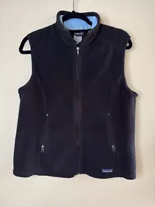 Patagonia Synchilla Black Outdoor Lightweight Fleece Vest Full Zip Womens Sz L - Picture 1 of 8