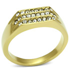 Tk727 - Ip Gold(ion Plating) Stainless Steel Ring With Top Grade Crystal  In Cle