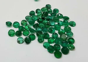 3.4-3.6mm Natural Loose Round Green Emeralds 2cts 12pc Brazil Origin Transparemt - Picture 1 of 4