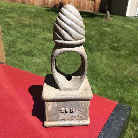1 Vintage Cast Iron Finial Post Fence Topper Spiral 8” Tall Post 2 1/2” X 2” Cover