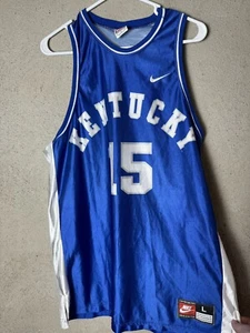 Vtg 90s Nike Kentucky Wildcats Basketball Jersey Adult Size Large Blue #15 - Picture 1 of 5