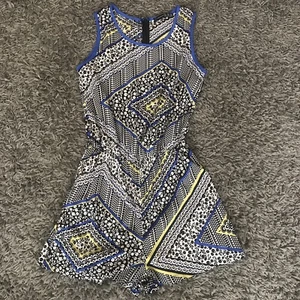 Blue/yellow Aztec Print Playsuit Size UK 8 - Picture 1 of 2