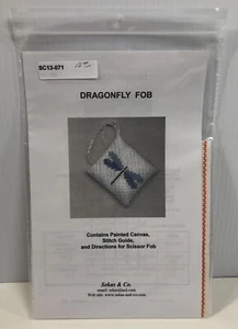 Sekas Needlepoint Fob Dragonfly Hand Painted Canvas & Stitch Guide New - Picture 1 of 4