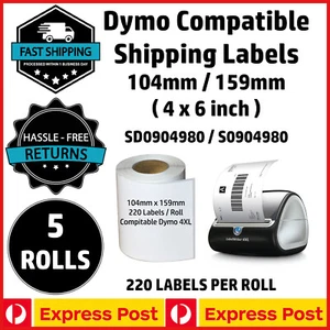 5 Rolls Compatible Dymo 4XL LabelWriter S0904980 Shipping Labels 104x159mm Exprs - Picture 1 of 8