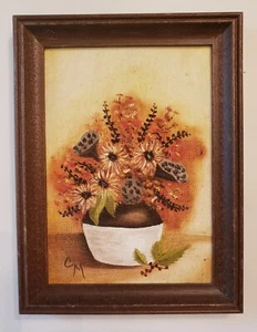 Vintage Small Oil Painting of Flowers in a Old Jug Signed by Artist in 1981 - Bild 1 von 3