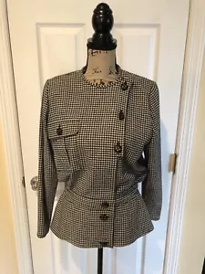 Valentino Miss V Black & White Houndstooth Blazer Jacket Size 44 EUC - Bild 1 von 12