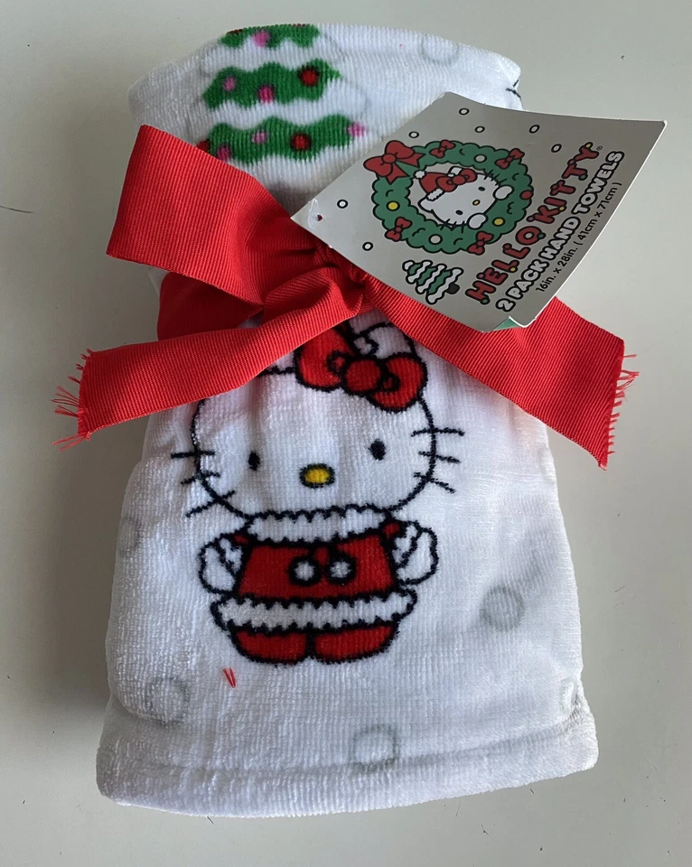 Sanrio Hello Kitty Pattern Christmas Hand Towels One Set of 2 Towels