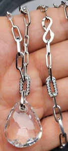 Genuine Swarvoski Crystal Paper Clip Design Chain 60cm Necklace - Picture 1 of 13