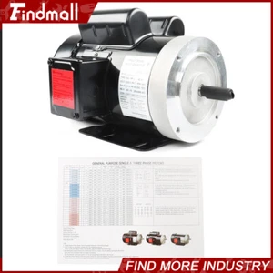 2HP 1 Phase General Electric Motor 3450 RPM 56C Frame 115V/230V 60HZ 5/8"Shaft - Picture 1 of 24