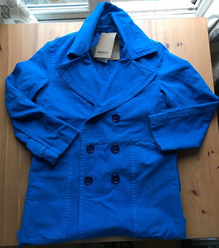 Cappotto di cotone doppio petto blu Burberry da uomo blu reale taglia 46 prezzo portaoggetti £1490