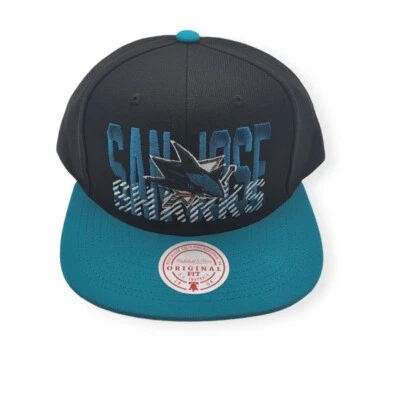 Mitchell & Ness San Jose Sharks Cross Check negro/verde azulado ajustable Snapback Foto 1 de 4