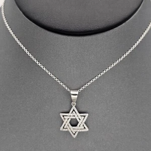 Collar Estrella de David de Plata de Ley 925 Sólida - Dije Judío Janucá - Imagen 1 de 5