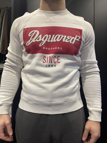 DSQUARED2 Maglione Dsquared da uomo bianco con logo rosso