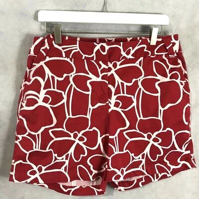 Style & Co. Pantalones Cortos Rojo y Blanco Floral Elástico Algodón Frente Plano 5" Pantalones Cortos Talla 10 Foto 1 de 4