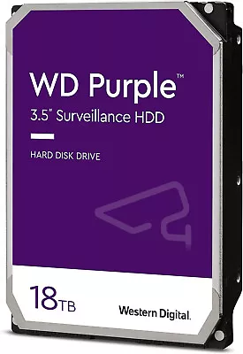 WD 18TB Purple Pro 7200 rpm SATA III 3.5" Internal Surveillance Hard Drive - Image 1 of 2