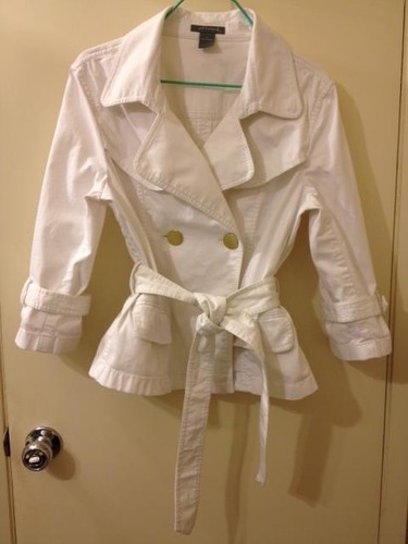 OFF WHITE Giacca trench doppiopetto con cintura Ann Taylor bianco sporco taglia M