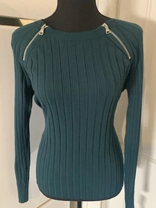 INC Zip Raglan Women Ribbed Long-sleeve Green Shirt Size M Brand New W/ Tags - Picture 1 of 7