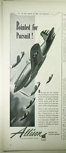 De colección 1941 ALLISON GMC AERONAVE Lg Half-Pg revista anuncio impreso: luchadores de la Segunda Guerra Mundial - Imagen 1 de 1